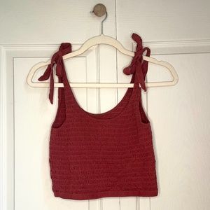 Maroon Bow Strap Tank Top